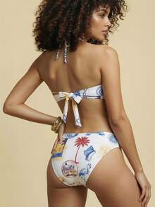 CAJUNI Conjunto de traje de baño de mujer Blanco Multicolor Verano Tejido Elástico Ajuste Ceñido Bandeau Lazo Atrás Estampado Artístico Postal Tropical Bikini Set | Traje de baño para playa, resort, fiesta en la piscina, vacaciones, Conjunto de verano para mujer, Ropa de Año Nuevo, Conjunto de playa, Atuendos de vacaciones de verano, Ropa de primavera, Día de San Valentín, Disfraz de carnaval, Fasching Disfraz de mujer, Atuendo de playa, Atuendos de vacaciones para mujeres, Atuendos casuales para mujeres, Fiesta - Beis - Ver 2
