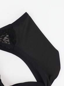 SHEIN 男士撞色蕾丝交叉镂空性感内裤 - 黑色 - 查看 6