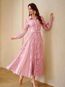 ZEYLAH Đầm dài dáng chữ A thanh lịch, lãng mạn, thêu họa tiết, thích hợp cho mùa xuân/hè. - Hồng - Xem 6