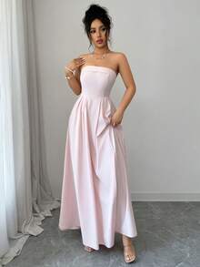 SHEIN Elenzya Đầm dài màu hồng thanh lịch dành cho nữ, đầm đi biển thoải mái, thích hợp cho các buổi hẹn hò, tiệc tùng, kỷ niệm, đám cưới và những buổi đi chơi hàng ngày vào mùa hè. - Hồng - Xem 7