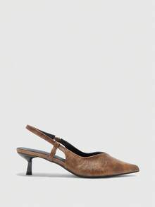 CUCCOO BIZCHIC Pointed Toe Strap Thin Heel Elegant High Heel Versatile Women Pumps Spring Shoes - Light brown - View 2