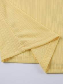 Franclia Áo thun ngắn tay cổ tròn, dáng ôm, tối giản, phối lưới, hàng mới về mùa hè của Niche - Màu vàng - Xem 5