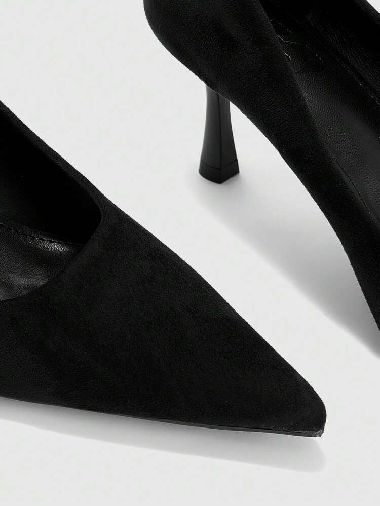 CUCCOO BIZCHIC Women Shoes Spring And Summer Versatile Comfortable Skinny Pointed Heel Medium Heel Elegant Temperament Solid Color Suede Women's High Heel Shoes Commuter Dating Daily Wear Fashion Fairy Style Skirt