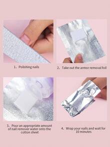 美甲卸甲铝箔，50/100张，含卸甲垫、卸甲工具、金属角质剥除器、卸甲凝胶、卸甲盖、美甲用品 - 銀色 - 查看 2