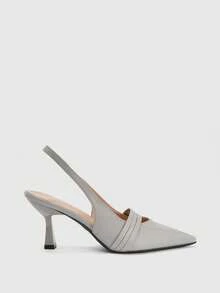 CUCCOO BIZCHIC Tacones de punta para mujer, tacones altos versátiles para ir al trabajo y uso diario - Gris Claro - Ver 2