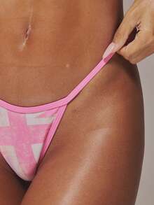 MUSERA Braguitas de bikini con estampado de la bandera de Inglaterra en estilo triángulo, ideal para primavera, verano, vacaciones, festivales, raves, grunge, chicas cool, estilo Y2K y fiestas punk - Rosa - Ver 6