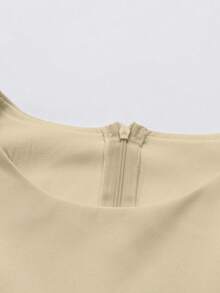 Pariaura 女士优雅法式圆领斗篷，配金属扣腰带，收腰休闲连体裤，适合冬季穿着 - 杏色 - 查看 3