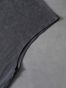 PAVTROS Men's Letter Print Round Neck Casual Loose Tank Top - Grey - View 6