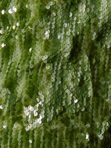 MUSERA Deep V Plunge Halterneck Open Back Sequin Pattern Mini Short Playsuit Summer Sexy Going Out Beach Holiday Ibiza Club Tropical Fever - Green - View 6