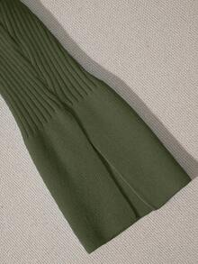 SHEIN Franclia 新款春秋季修身短款法式时尚Polo领针织开衫 - 軍綠色 - 查看 5