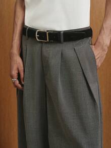 TOKVUE Men's Solid Color Pleated Casual Versatile Commute Suit Pants For Ceremony - Dark Grey - View 2