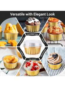 Bộ 50 hộp nhôm tròn dùng một lần để nướng bánh - Hoàn hảo cho lót bánh cupcake, các món tráng miệng, khuôn bánh phô mai, khuôn bánh flan, tiệc tùng, sinh nhật và dịch vụ ăn uống. - nhiều màu - Xem 5