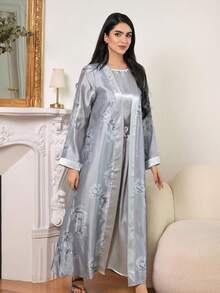 DAZY Women's Elegant Robe & Nightgown Set - Blue - View 5