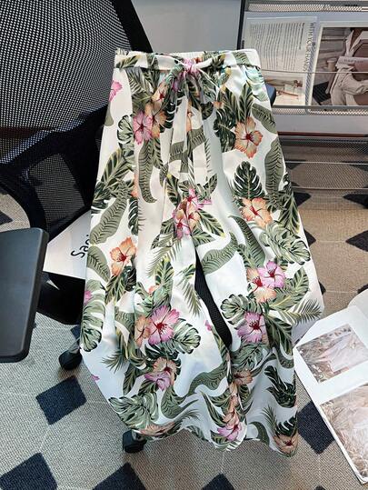 GlowEve CURVE Pantalones casuales de talla grande con estampado tropical