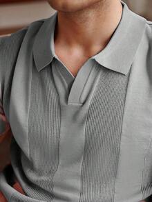 Manfinity Homme 男士休闲短袖针织上衣 - 深灰色 - 查看 7