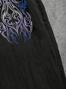 GymBeat 男士印花抽绳腰宽松锥形运动裤 - 黑色 - 查看 4