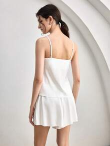 Ocili Satin Smooth Soft & Comfortable Women Pajama Set - White - View 3