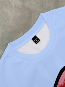 PAVTROS Áo thun nam tay ngắn in họa tiết, kiểu dáng thường ngày - Màu xanh nhạt - Xem 5