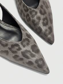 CUCCOO BIZCHIC Pointed Leopard Print Gray Wedge Heel Women's Shoes Spring Shoes - Leopard print gray - View 7