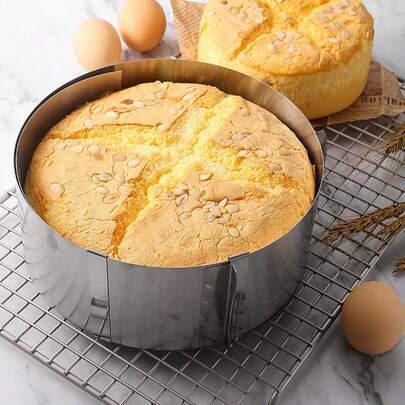 Khuôn làm bánh mousse tròn bằng thép không gỉ 6-12 inch - Khuôn làm bánh mousse có thể điều chỉnh độ cao, khuôn làm bánh chiffon - 1 chiếc