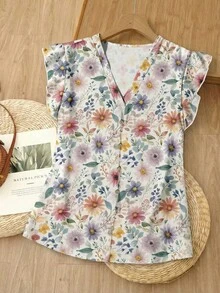 SHEIN LUNE 女士印花休闲衬衫，适合夏季穿着 - 彩色 - 查看 3