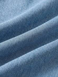 SHEIN Quần short denim rộng rãi, rách rưới, in chữ bóng rổ dành cho bé trai. - Rửa nhẹ - Xem 8
