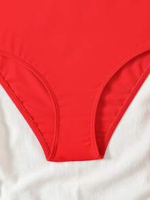 SHEIN Tween Girl 3D Floral One-Piece Swimsuit Girls Pink Bow Swimsuit Girls Striped Swimsuit One Piece Swimsuit Girls Pink One Piece Swimsuit Girls Swimwear - Red - View 9