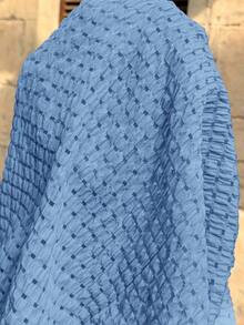 Lyckli Maternity Solid Color Deep V-Neck Ruffle Hem Casual Vacation Dress - Baby Blue - View 10