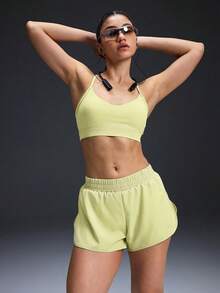 Powerista Women's Casual Sports Solid Color Tank Top & Shorts Set - Limelight Green - View 6