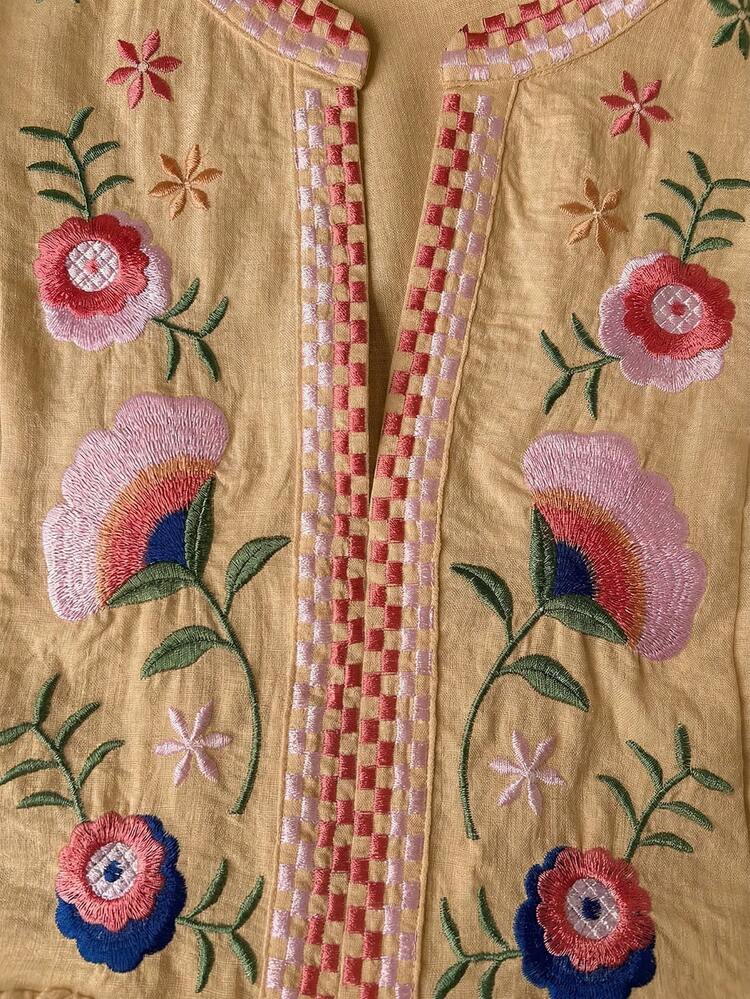 Plus Size Floral Embroidered Casual Vacation Shirt Women's Tops And Blouses Beautiful Tops For Women Women's Shirts For Summer Summer Dress Summer Outfits For Women Spring Clothing Spring Outfit Beach Outfits For Women Vacation Outfits Women Summer Holiday Outfits Country Style For Women Summer Tops