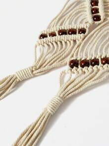 MOTF PREMIUM NEW BOHEMIAN STYLE BEADED FRINGED BELT - White - View 6