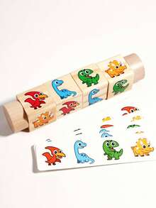1 peça de blocos de montar giratórios com estampa de desenho animado para crianças, jogo educativo de reconhecimento de cores para bebês a partir de 0 meses, brinquedo de madeira. - Multicolorido - Ver 7