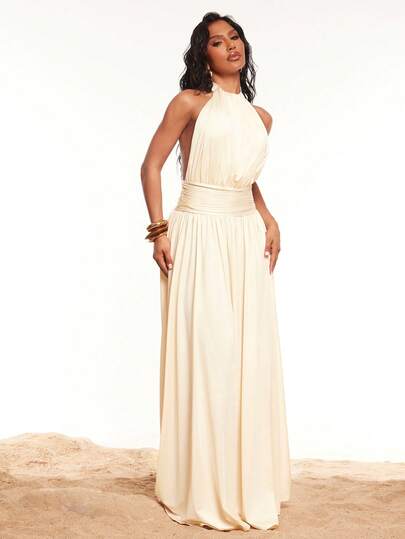 Radiana 性感纯色露背吊带连衣裙，夏季