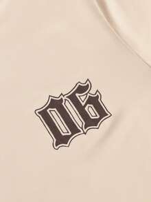 Manfinity Hypemode Men's Casual Numeric Print Contrast Trim Round Neck Short Sleeve T-Shirt And Drawstring Waist Shorts Set, Summer - Multicolor - View 4