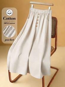 Rusticease 休闲复古白色女式半身裙，春夏款 - 白色 - 查看 3