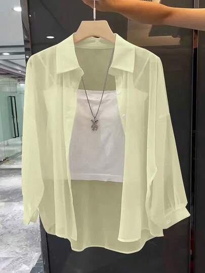 Franclia シンプルな無地トランスペアレントシャツ