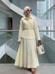 Solavon Nuevo conjunto casual cómodo y versátil de 2 piezas - Amarillo claro - Ver 1