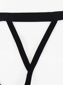 SHEIN DrisQ 大码男士纯色O型环连接性感丁字裤 - 黑色 - 查看 8