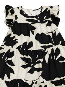 EMERY ROSE Women's Round Neck All-Over Print Pleated Casual Party & Travel Mid-Length Dress - Multicolor - View 3