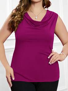 EMERY ROSE Camiseta sin mangas con cuello drapeado para mujer de talla grande para el Día de San Valentín - Rojo violeta - Ver 4