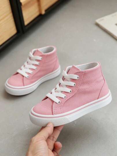 tenis zapatilla para niño niña cómodos confort suela dura zapatos clásicos de lona con cordones 12 mx al 17 mx alto  diseñados para durar el uso diario colores básicos