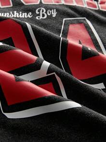 EVRINFINITE 卓天喜 - 男士水洗“篮球风尚 - 篮球传奇24”做旧圆领背心，篮球背心/篮球球衣，街头运动背心 - 黑色 - 查看 7