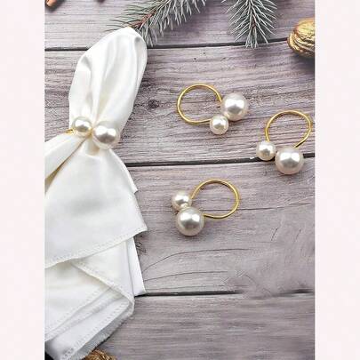 6/12 Stücke hochwertige Hotel-/Restaurant-Tischdekor große/kleine Perlen-Serviettenringe, geeignet für Restaurant-/Hotel-/Heim-Tischdekorationen, perfekte Wahl für alle Jahreszeiten, Abschlussfeier, Outdoor-Veranstaltungen, Hochzeit, Geburtstagsfeier, Familienessen und ein ideales Geschenk