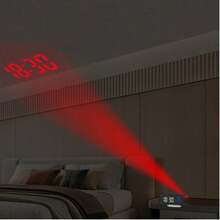 [LED Alarm Clock] LED Digital Projection Alarm Clock | Modern, Adjustable Brightness, 12/24H Format, Temperature, Date & Humidity Display, USB Powered For Bedroom, Home Office (Adapter/Battery Not Included) Room Decor Digital Clock Bedroom Decor Dormitory Decor Back To School School Decor School Surprise Home Decor School Supplies - multicolor - View 5