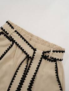 Ellevyn Black Fitted Tank Top And Contrast Trim Shorts Set, Suitable For Daily Wear Trending Outfit Pintrest Outfit Part Outfit Classic Outfit Outfit Ideas - Multicolor - View 8