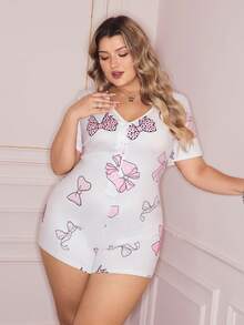 Slumberry CURVE Große Größen Frauen Y2K Schmetterling Muster süßer Pyjama-Jumpsuit - Verschiedenfarbig - Übersicht 1