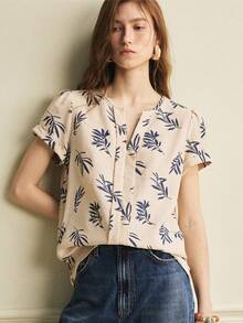 Écloséra 休闲宽松V领无袖印花面料背心，女士夏季度假背心 - 彩色 - 查看 5