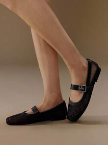 Styleloop Women's Hollow Design Buckle Flat Fashion Loafers - Black - View 6