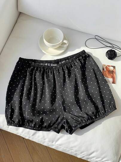 Comfortcana Women's Casual Polka Dot Print Elastic Waist Shorts, Summer