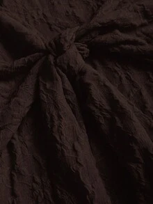 Sweetra 纯色方领长袖连衣裙，新款春秋性感系带连衣裙 - 咖啡棕 - 查看 6